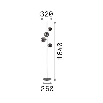 Lámpara de pie Ideal Lux Perlage cristal 4 luces 60W 164cm blanco — ref. 277967 (2)