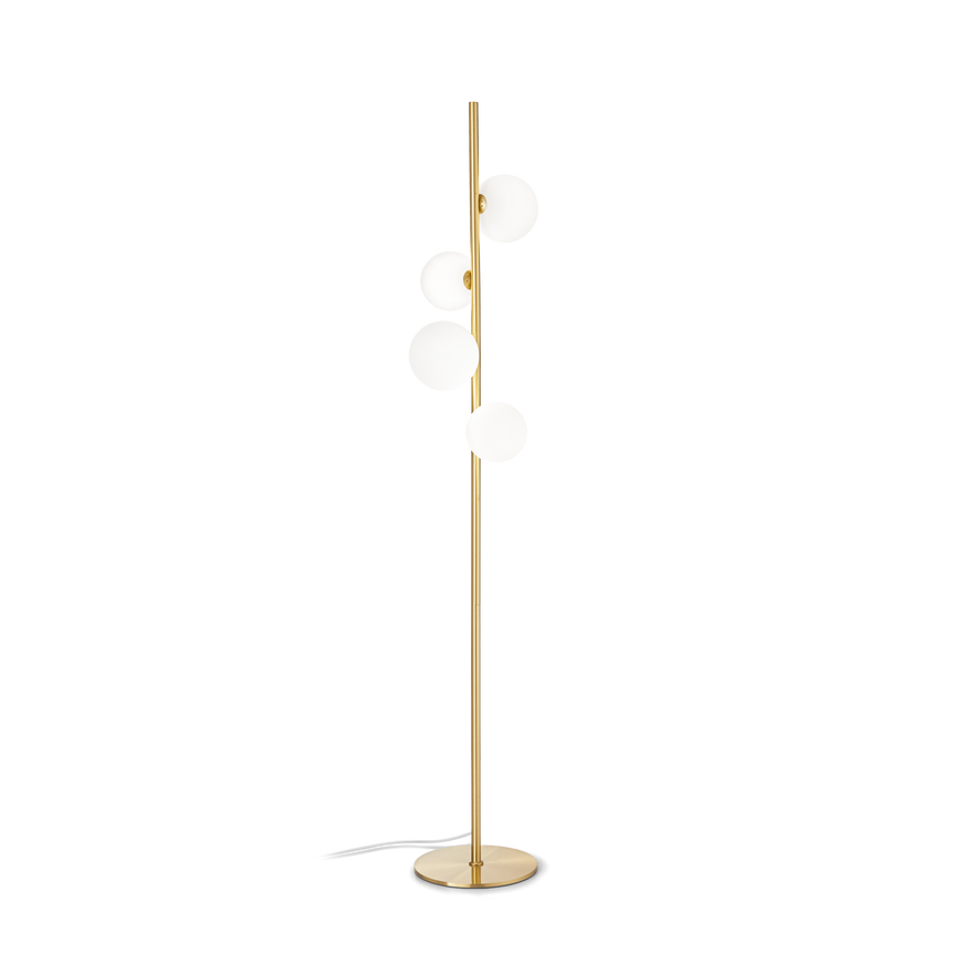 Lámpara de pie Ideal Lux Perlage cristal 4 luces 60W 164cm blanco — ref. 277967 (1)
