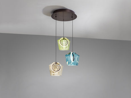 Lámpara de techo colgante Schuller Ingrid 3 luces bronce oscuro y varios colores 3000K vista 3
