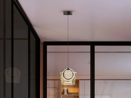 Lámpara de techo colgante Schuller Ingrid 1 luz bronce oscuro y champán 3000K 279529