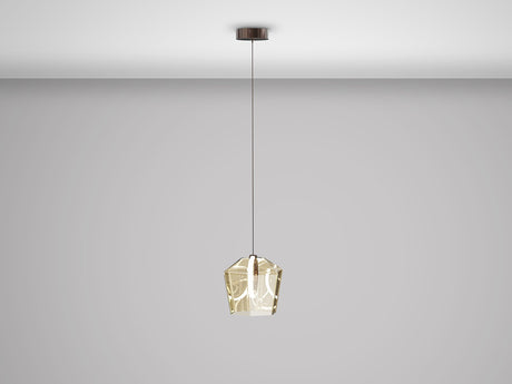 Lámpara de techo colgante Schuller Ingrid 1 luz bronce oscuro y champán 3000K vista 4