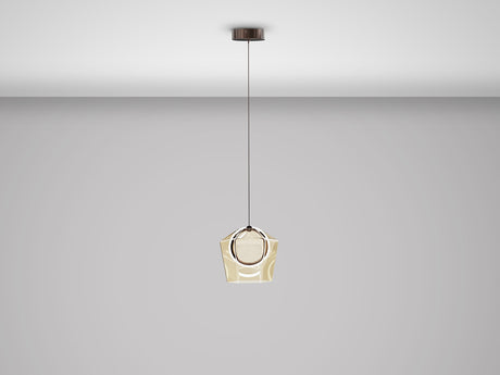 Lámpara de techo colgante Schuller Ingrid 1 luz bronce oscuro y champán 3000K vista 5
