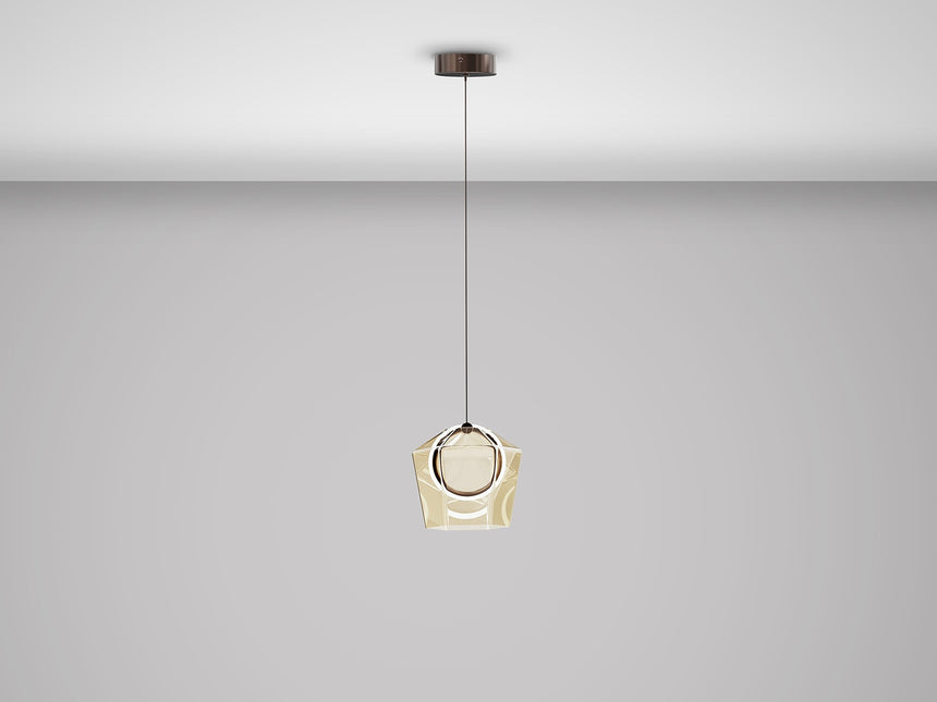 Lámpara de techo colgante Schuller Ingrid 1 luz bronce oscuro y champán 3000K vista 5