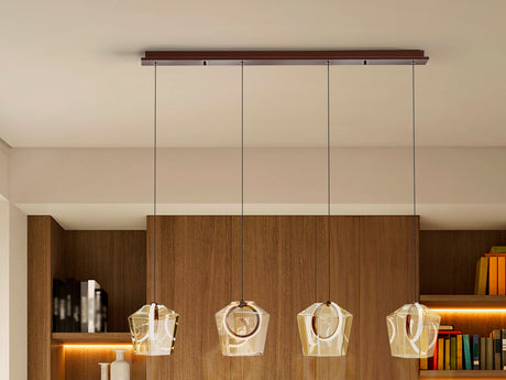 Lámpara de techo colgante Schuller Ingrid 4 luces bronce oscuro y champán 3000K 279680