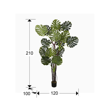 Planta artificial Schuller Monstera cemento 210cm dimensiones