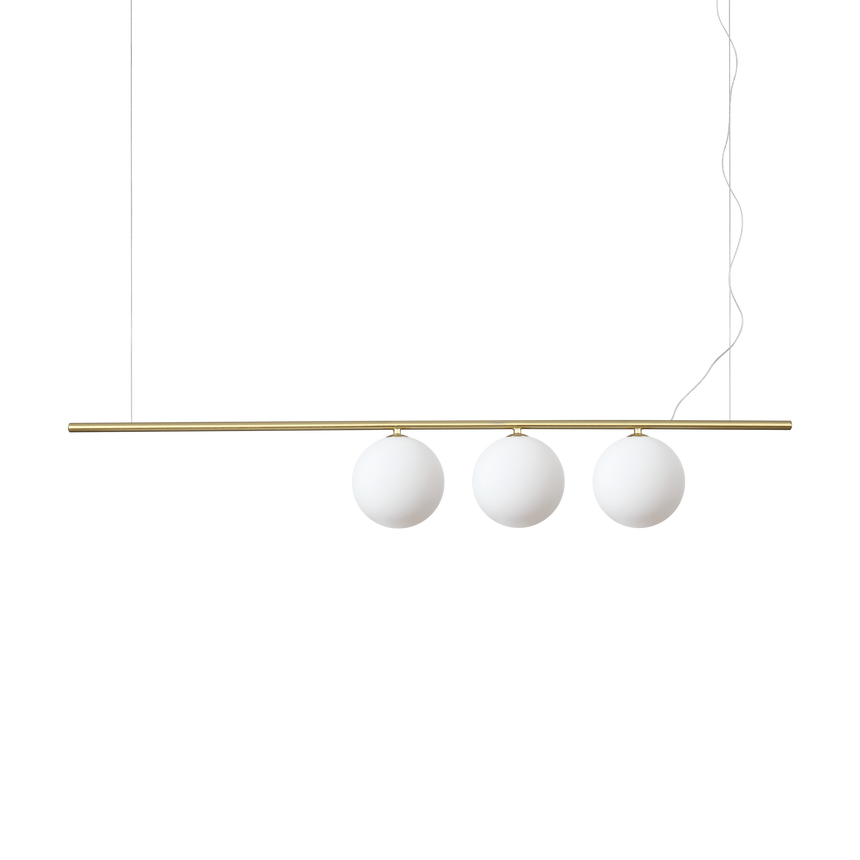 Lámpara colgante Ideal Lux Perline cristal 3 luces 120W 120,5cm latón — ref. 282114 (1)