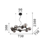 Lámpara colgante Ideal Lux Perlage cristal 11 luces 165W Ø73cm blanco — ref. 283807 (3)
