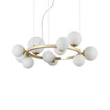 Lámpara colgante Ideal Lux Perlage blanco cristal 11 luces 165W Ø73cm 283807