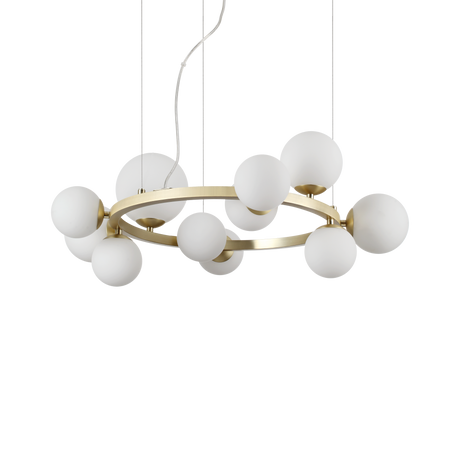 Lámpara colgante Ideal Lux Perlage blanco cristal 11 luces 165W Ø73cm 283807