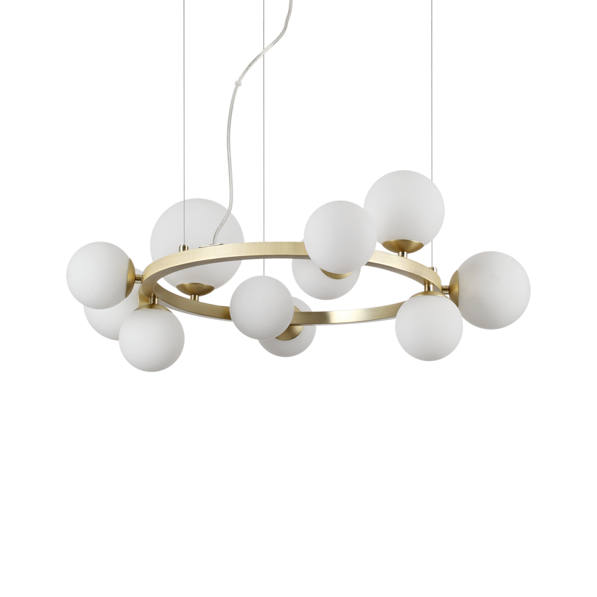 Lámpara colgante Ideal Lux Perlage blanco cristal 11 luces 165W Ø73cm 283807