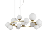Lámpara colgante Ideal Lux Perlage blanco cristal 14 luces 210W Ø85cm 283814