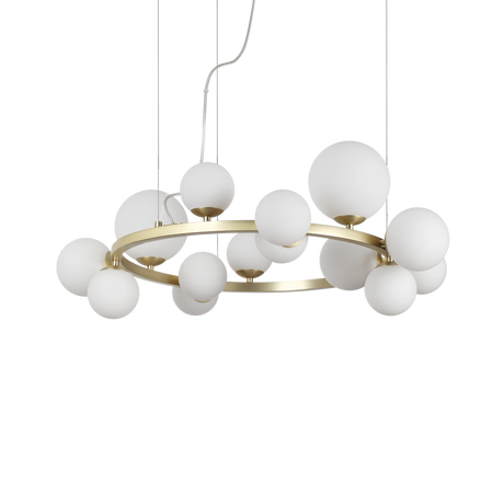 Lámpara colgante Ideal Lux Perlage blanco cristal 14 luces 210W Ø85cm 283814