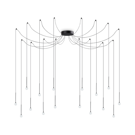 Lámpara colgante Ideal Lux Lucciola negro cristal LED 16 luces 16W Ø20cm 284002