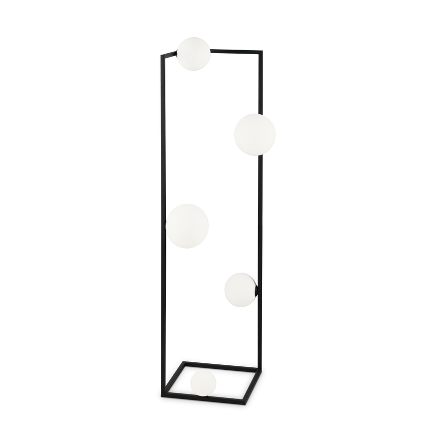 Lámpara de pie Ideal Lux Angolo negro cristal 5 luces 140W 118cm 284309