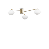 Plafón de techo Ideal Lux Hermes latón cristal 3 luces 84W Ø90cm 288260