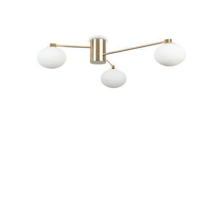 Plafón de techo Ideal Lux Hermes latón cristal 3 luces 84W Ø90cm 288260