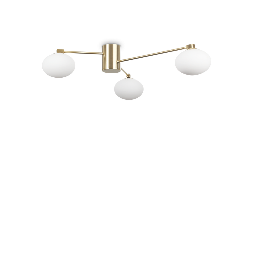 Plafón de techo Ideal Lux Hermes latón cristal 3 luces 84W Ø90cm 288260