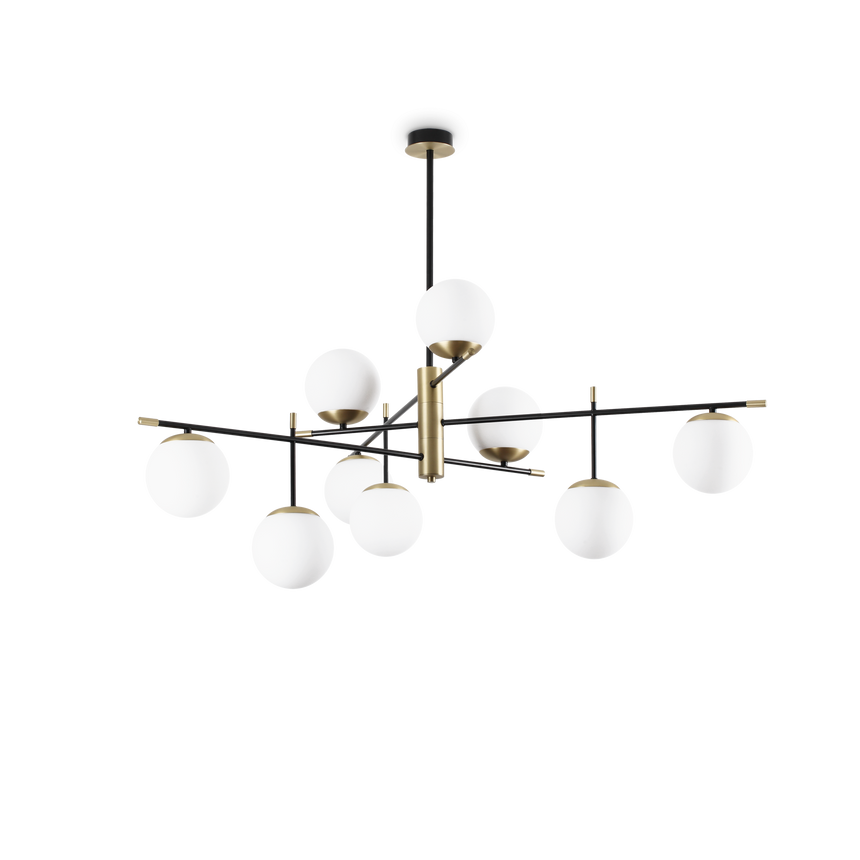 Plafón de techo Ideal Lux Gourmet negro cristal 9 luces 252W Ø131,5cm 289489