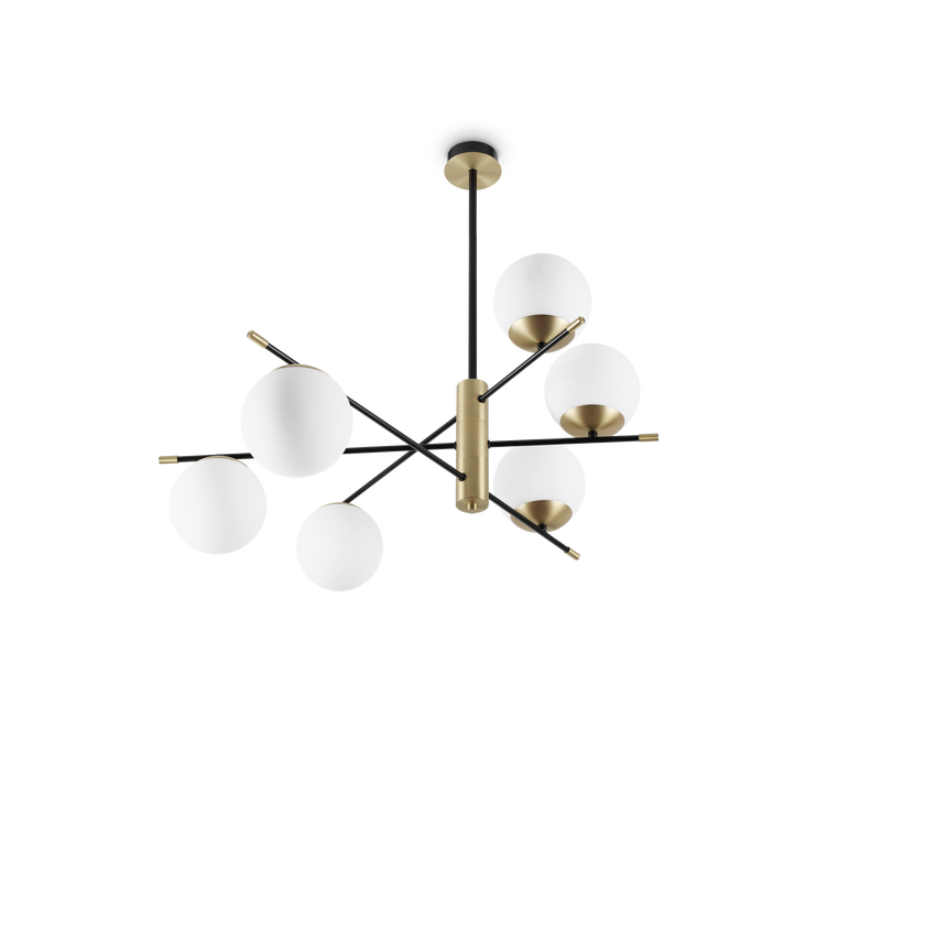 Plafón de techo Ideal Lux Gourmet negro cristal 6 luces 168W Ø100cm 289496