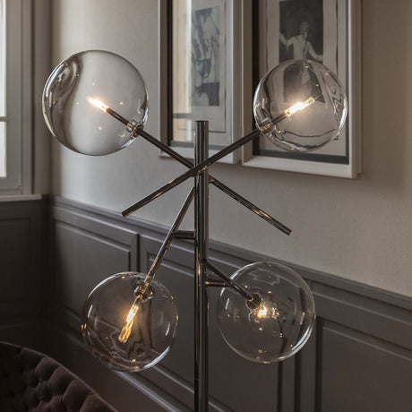Lámpara de pie Ideal Lux Equinoxe cristal 4 luces 8W 166cm cromo — ref. 290959 (3)