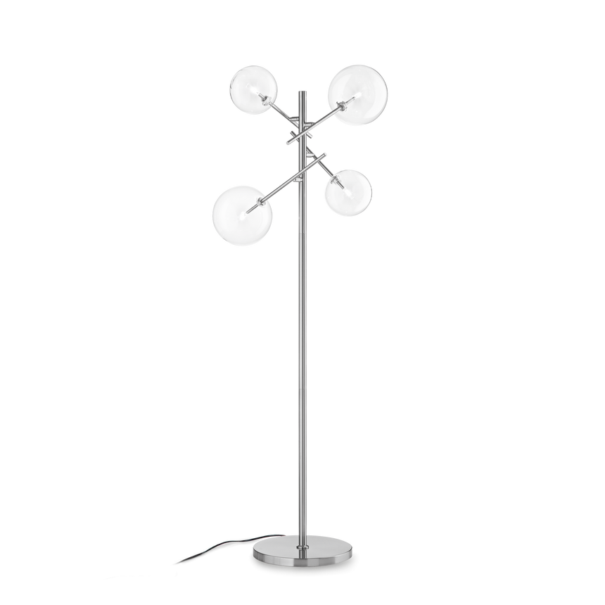 Lámpara de pie Ideal Lux Equinoxe cromo cristal 4 luces 8W 166cm 290959