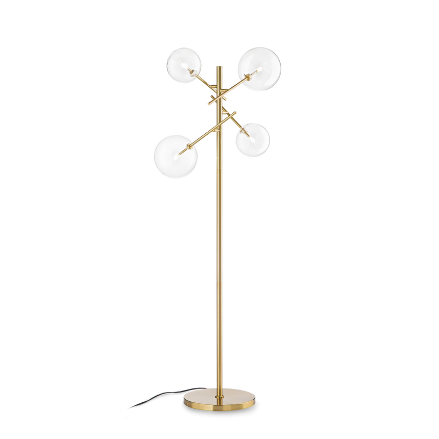 Lámpara de pie Ideal Lux Equinoxe latón cristal 4 luces 8W 166cm 290966