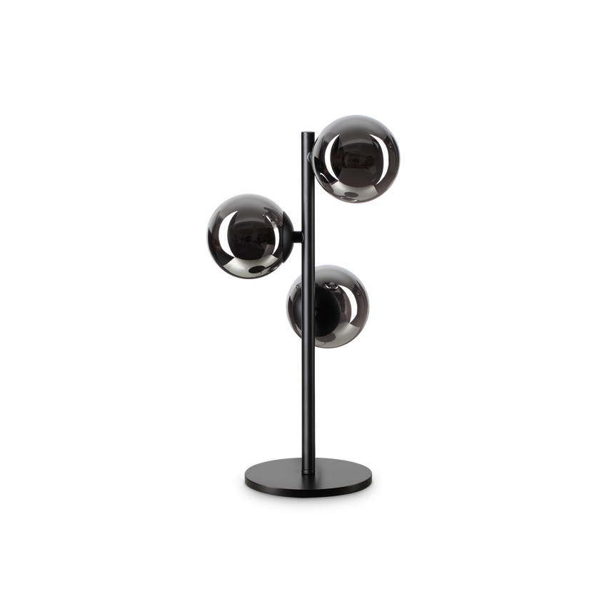 Lámpara de sobremesa Ideal Lux Perlage fumé cristal 3 luces 45W Ø24cm 292465