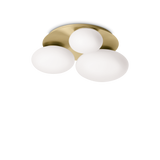 Plafón de techo Ideal Lux Ninfea latón cristal 3 luces 45W Ø46cm 293660