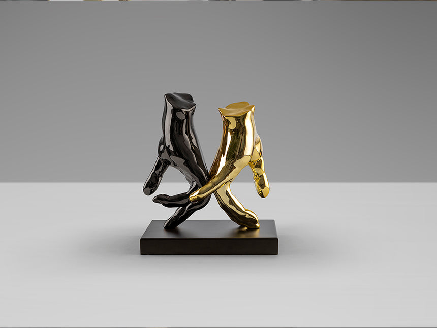 Figura decorativa Schuller Manos gris y dorado 20cm 297998