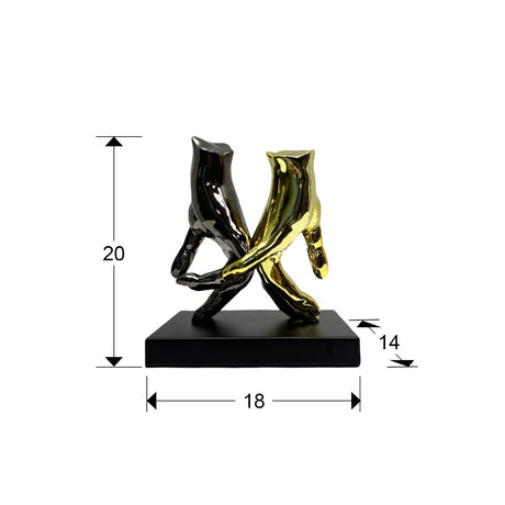 Figura decorativa Schuller Manos gris y dorado 20cm dimensiones