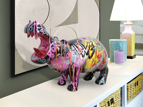 Figura decorativa Schuller Hippo decoración: grafiti 34cm 299329