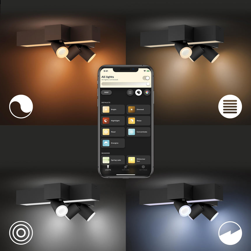 Philips Hue White and Color Ambiance Foco Centris negro RGBW 25W 2960lm 8720169318670