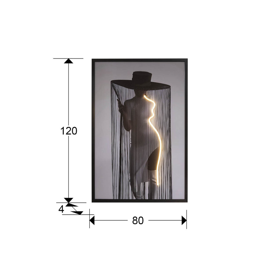 Cuadro con luz LED Schuller Diva negro 80x120cm dimensiones