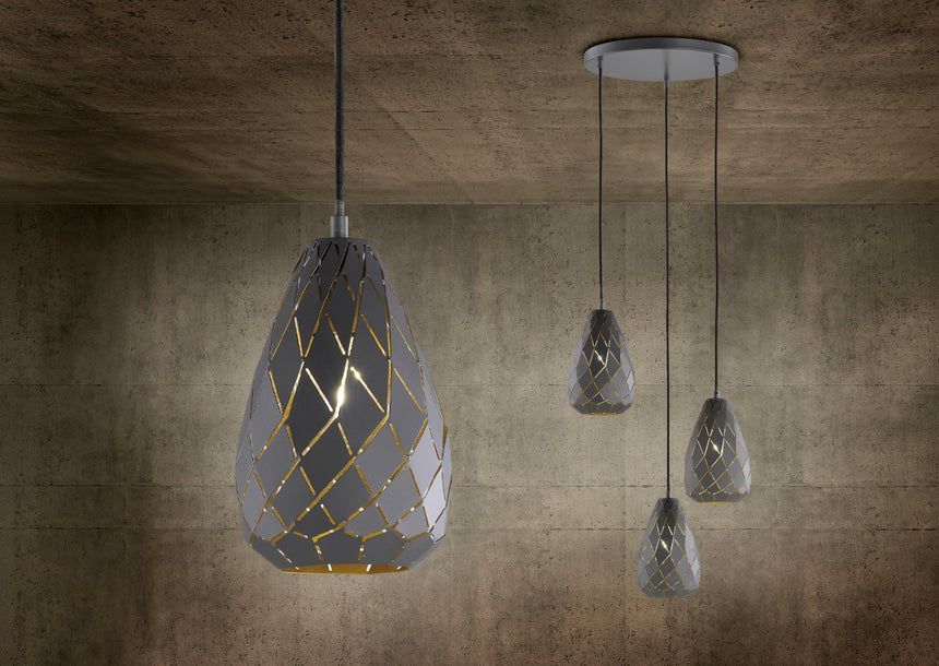 Trio Onyx Anthracite Metal Pendant Lamp 301300142
