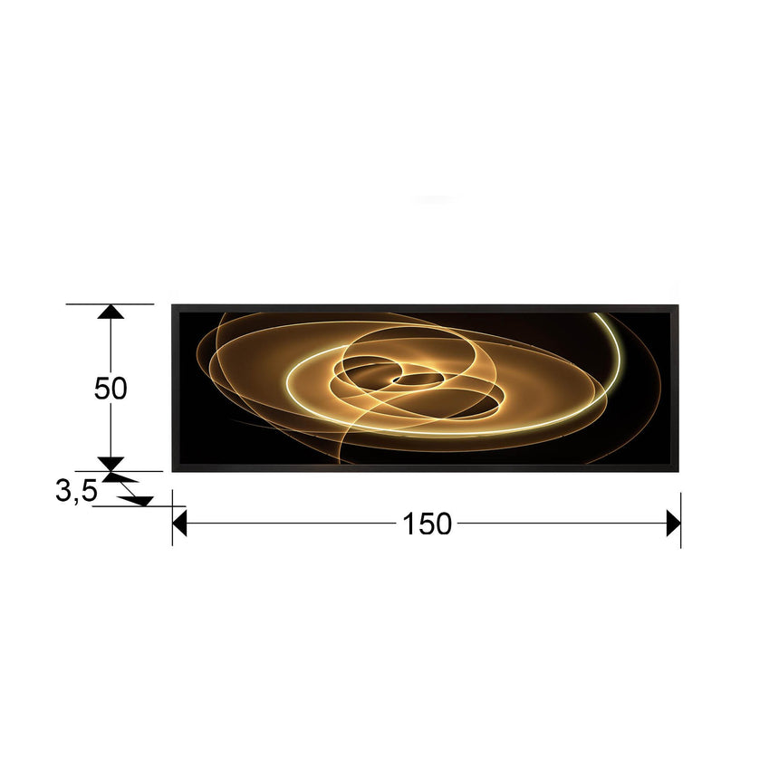Cuadro con luz LED Schuller Trazados negro 150x50cm dimensiones