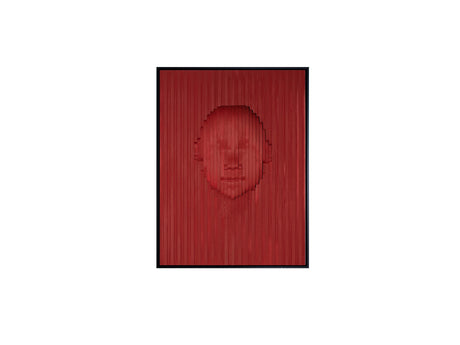 Bajorrelieve Schuller Red Face rojo y negro 123cm ambiente