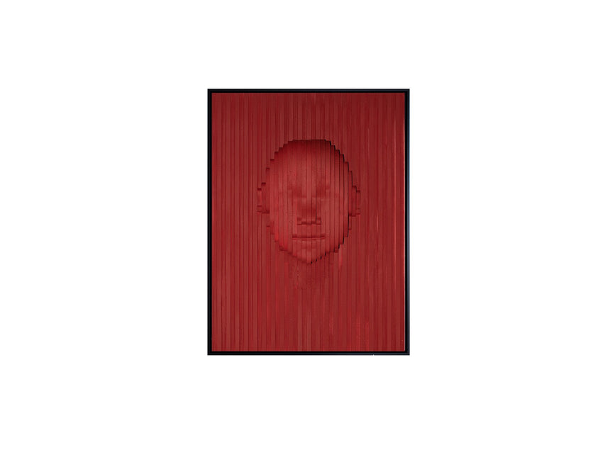 Bajorrelieve Schuller Red Face rojo y negro 123cm ambiente