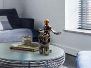 Figura decorativa Schuller Conejo gris y naranja 35cm 302258
