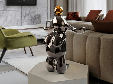 Figura decorativa Schuller Conejo gris y naranja 52cm 302364