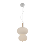 Lámpara de techo colgante bolas LedsC4 Ilargi Doble Lamp LED madera clara 2700K 00-6013-93-F9