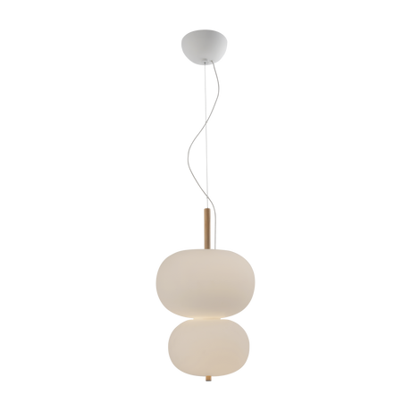 Lámpara de techo colgante bolas LedsC4 Ilargi Doble Lamp LED madera clara 2700K 00-6013-93-F9