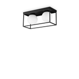 Plafón de techo Ideal Lux Lingotto negro cristal 2 luces 56W Ø45,5cm 304137