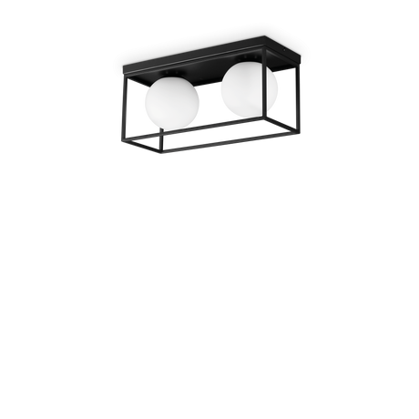 Plafón de techo Ideal Lux Lingotto negro cristal 2 luces 56W Ø45,5cm 304137