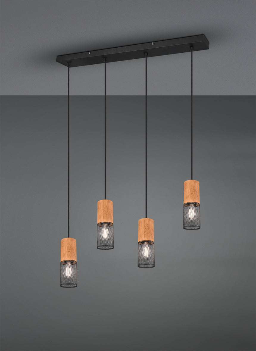 Trio Tosh Black Mat Metal Pendant Lamp 304300432
