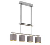 Lámpara de techo colgante Trio Garda 4 luces níquel mate 150cm 305400441