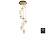 Lámpara de techo colgante Schuller Garden grande 9 luces negro y bronce 3000K Ø50cm ambiente