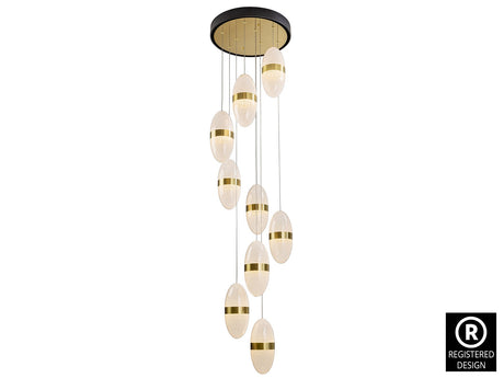 Lámpara de techo colgante Schuller Garden grande 9 luces negro y bronce 3000K Ø50cm ambiente