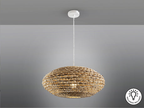 Lámpara de techo colgante Schuller Nana 1 luz blanco y natural ratán Ø60cm vista 3