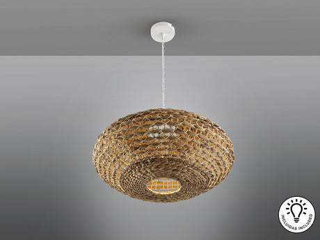 Lámpara de techo colgante Schuller Nana 1 luz blanco y natural ratán Ø60cm vista 4