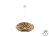 Lámpara de techo colgante Schuller Nana 1 luz blanco y natural ratán Ø60cm ambiente